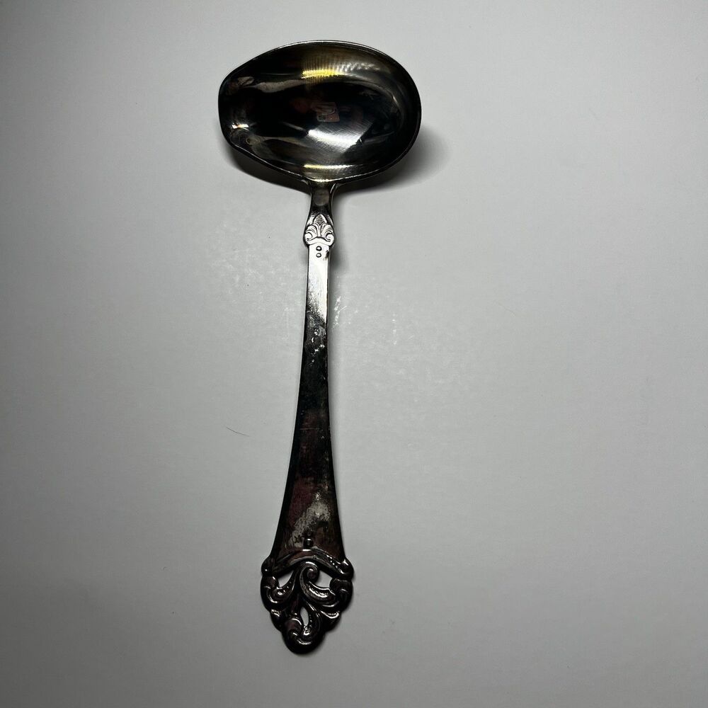 Vintage Norway Silverplate Gravy Ladle Marked 60 Gr NM Pierced Handle 6"